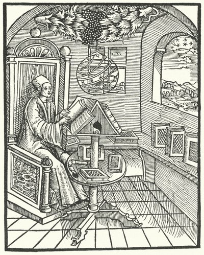 Interior de una habitación con un erudito trabajando, c1500 de German School