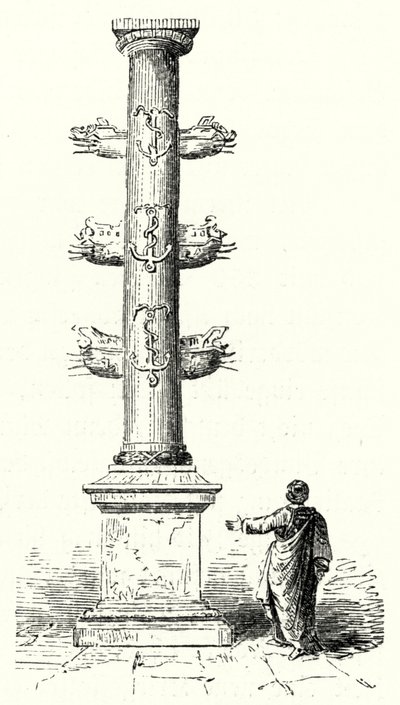 Columna rostral de Cayo Duilio, conmemorando la victoria naval romana sobre los cartagineses en la Batalla de Milas en 260 a.C. de German School