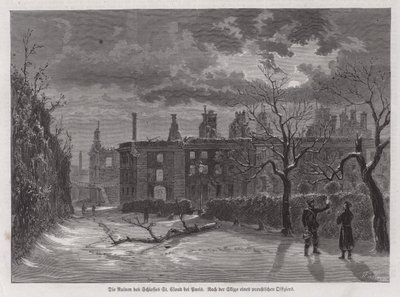 Ruinas del Chateau de Saint-Cloud, París, destruido por bombardeos prusianos en 1870 durante la Guerra Franco-Prusiana de German School