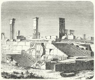 Ruinas del Palacio de Jerjes en Persépolis (grabado) de German School