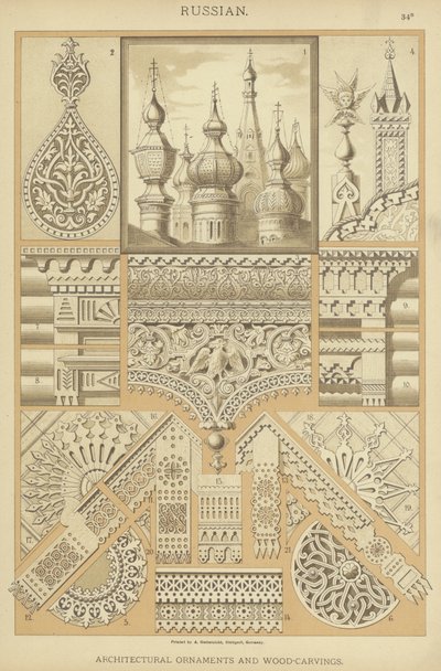 Ruso, adornos arquitectónicos y tallas de madera de German School