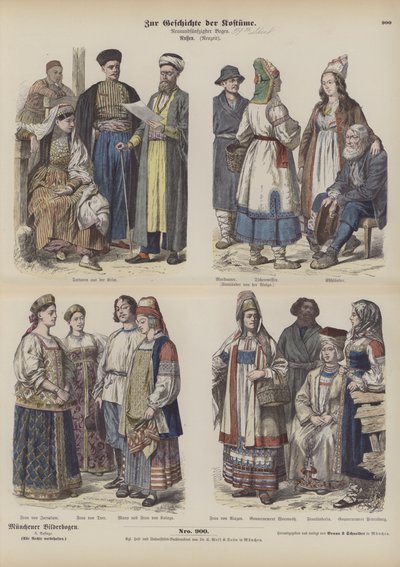 Trajes rusos, finales del siglo XIX de German School