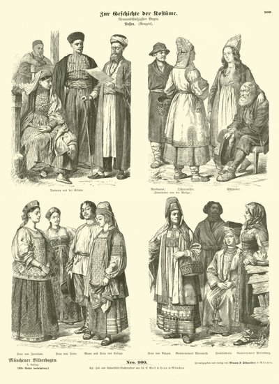 Trajes rusos, finales del siglo XIX de German School