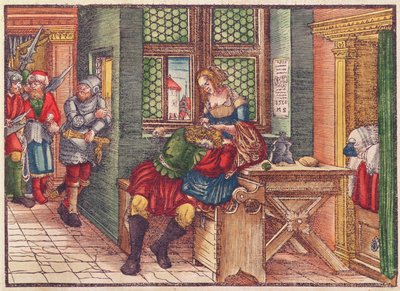 Sansón y Dalila, de la Biblia de Lutero, c.1530 de German School