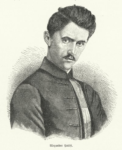 Sándor Petőfi, poeta húngaro (litografía) de German School