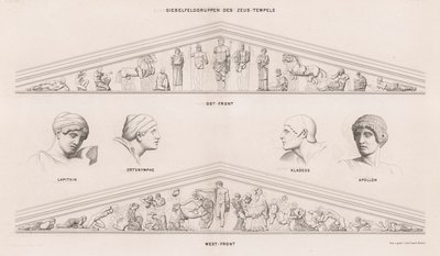 Esculturas de los frontones del Templo de Zeus, Olimpia, Grecia de German School