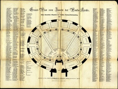 Plano de asientos de la Asamblea Nacional de la Iglesia de San Pablo, 1848 de German School