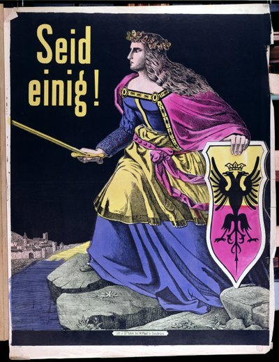 Seid Einig!, cartel patriótico alemán, c.1870 de German School