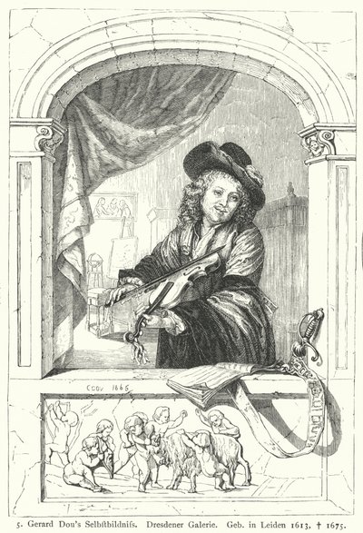 Autorretrato del pintor de la Edad de Oro holandesa Gerrit Dou de German School