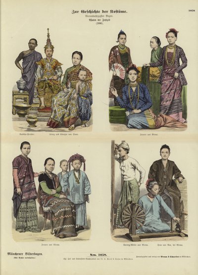 Trajes siameses y birmanos, 1886 de German School