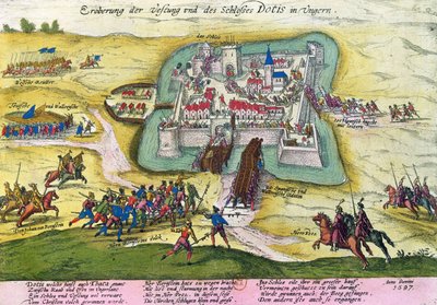 Asedio del castillo de Tata en 1597 de German School
