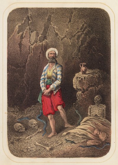 Simbad el marinero en una escena de Las mil y una noches (litografia en color) de German School