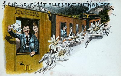 Postal de saludo de recuerdo, c.1900 (litografía en color) de German School