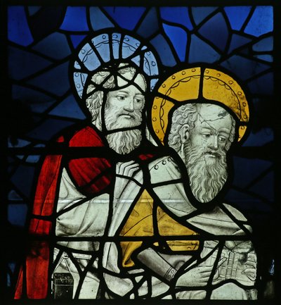 San Mateo y otro Apóstol en la muerte de la Virgen María (vidriera) de German School