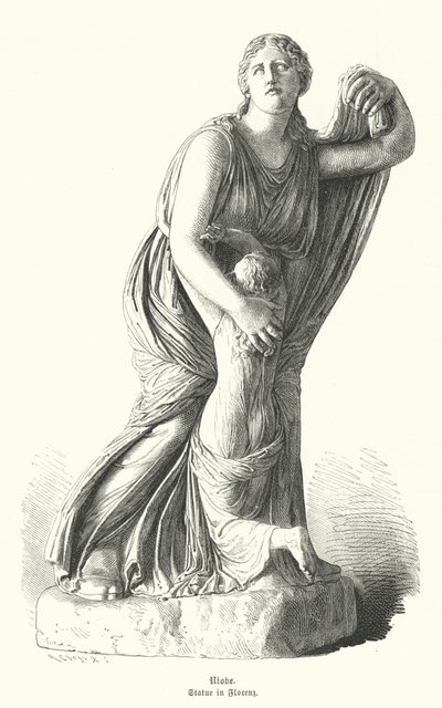 Estatua de Níobe protegiendo a uno de sus hijos de Artemisa y Apolo de German School