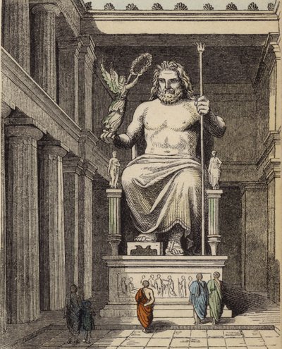 Estatua de Zeus en el templo griego antiguo de Olimpia de German School