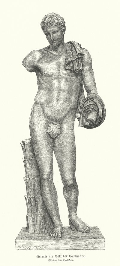 Estatua del dios griego antiguo Hermes como el dios de los gimnastas de German School