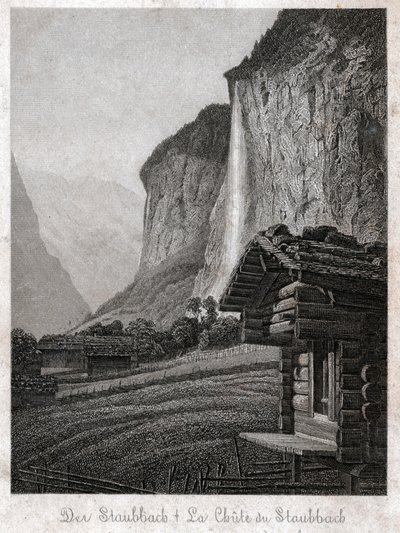 Cascada de Staubbach (grabado, ca. 1830) de German School