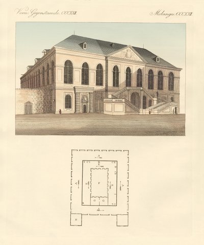 Edificios extraños (grabado coloreado) de German School