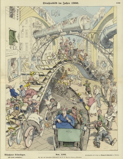 Escena Callejera en el Año 1900 de German School