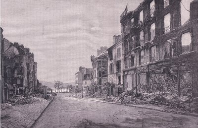 Calle en St Cloud, Cassells History of the War between France and Germany publicado por Cassell and Company Limited, c.1890 de German School