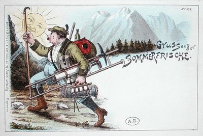 Tarjeta postal de vacaciones de verano, finales del siglo XIX o principios del XX de German School