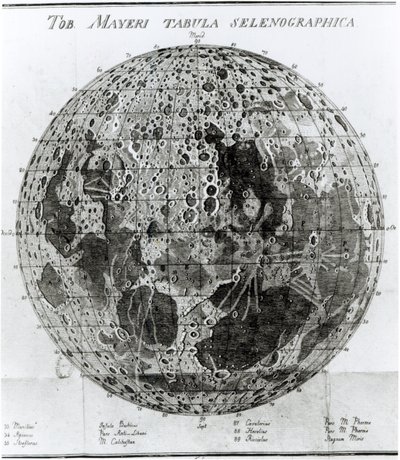 Superficie de la Luna, ilustración de Selenotopographische Fragmente por Johann Hieronymus Schroeter, publicado en 1791 de German School