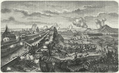 Tropas suecas atacando las defensas de Praga de German School