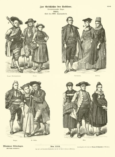 Trajes suizos, finales del siglo XVIII de German School