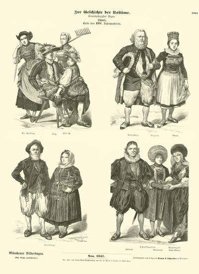 Trajes suizos, finales del siglo XVIII de German School