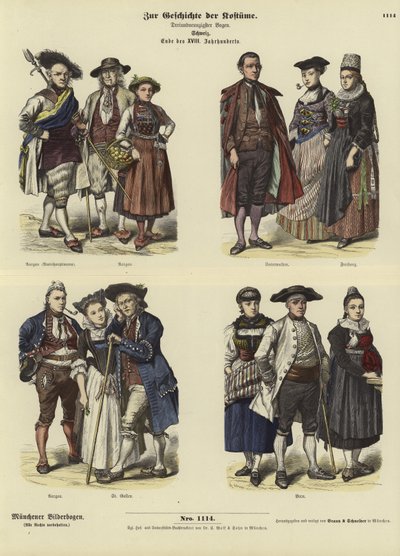 Trajes suizos, finales del siglo XVIII de German School