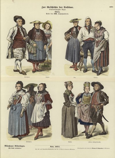Trajes suizos, finales del siglo XVIII de German School
