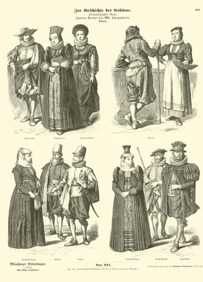 Trajes suizos, mediados del siglo XVII de German School