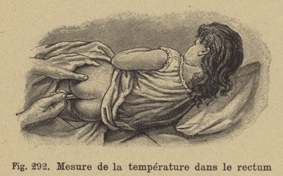 Tomando la temperatura de un niño por el recto de German School