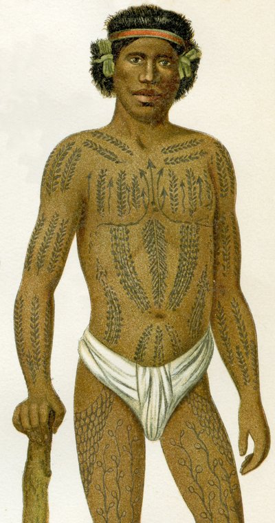 Hombre tatuado de las Islas Carolinas, 1894 de German School