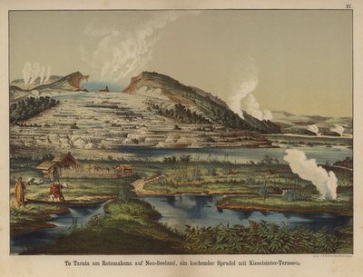Te Tarata (Terraza Blanca), depósitos de sílice geotérmica en la orilla del Lago Rotomahana, Nueva Zelanda de German School