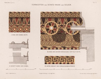 Decoraciones de terracota del Tesoro de Gela, Olimpia, Grecia de German School