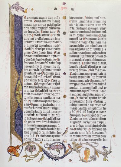 La Biblia de 36 líneas, impresa por Gutenberg (pergamino) de German School