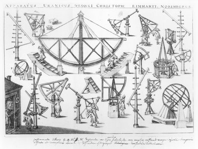 Los instrumentos astronómicos de Georg Christoph Eimmart (1638-1705), ilustración de Epistola Eucharistica ad Virum, por Martin Knorre, publicado en Wittenberg 1691 de German School