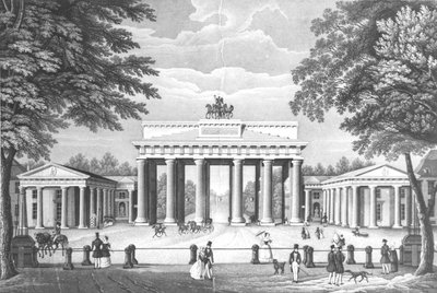 La Puerta de Brandeburgo en Berlín, mediados del siglo XIX de German School