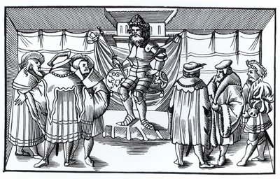 La corte de un barón, después de un grabado en Cosmographie Universelle de Munster, publicado en 1552 de German School