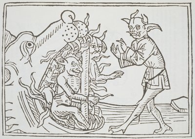 El Diablo Belial ante las Puertas del Infierno, de Das Buch Belial, publicado en Augsburgo, 1473 de German School