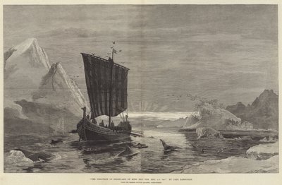 El Descubrimiento de Groenlandia por el Rey Eric el Rojo, AD 983 (grabado) de German School