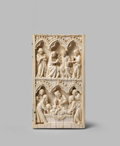 El Entierro de Cristo y la Coronación de la Virgen, ala derecha de un díptico, siglo XIV de German School