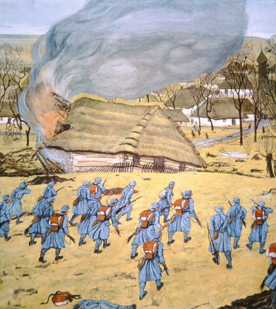 El Primer Regimiento de Landsturm Austro-Húngaro ataca el pueblo serbio de Stady Korciyan, 22 de diciembre de German School