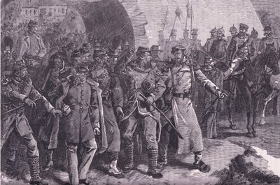 El ejército francés dejando Metz, Historia de la Guerra entre Francia y Alemania de Cassell publicada por Cassell and Company Limited, c.1890 de German School