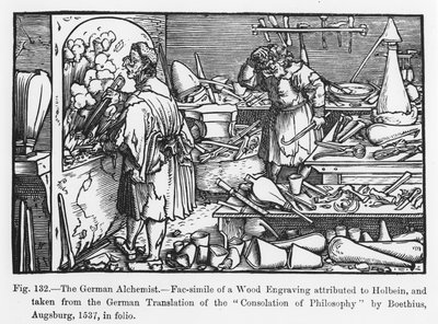 El Alquimista Alemán, de Consolación de la Filosofía por Boecio, ilustración de Ciencia y Literatura en la Edad Media y Renacimiento, escrita y grabada por Paul Lacroix, 1878 de German School