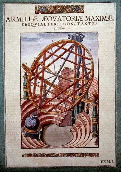 El Gran Armil Ecuatorial en “Astronomiae instituatae machanicia” por Tycho Brahe (1546 - 1601), Wandsbeck de German School