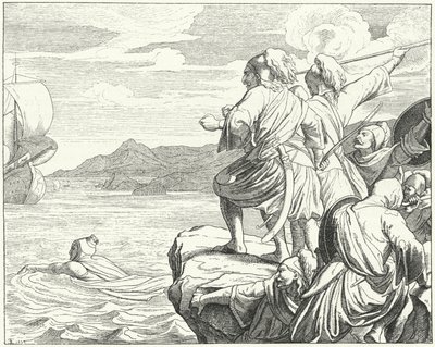 El emperador del Sacro Imperio Romano Otón II escapando de los griegos tras su derrota en la batalla de Stilo, 982 de German School