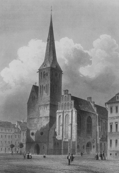 La Nikolaikirche, Berlín (grabado en acero) de German School